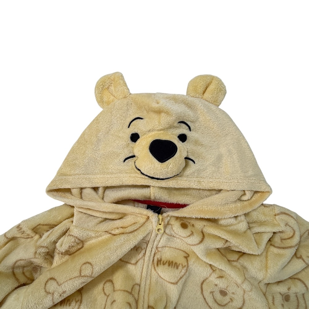 Disney Winnie the Pooh Fleece Hooded One Piece Pajamas Union Suit Yellow XL - Picture 8 of 11